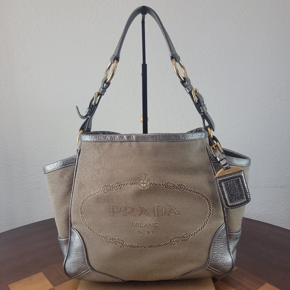 PRADA canapa jacquard canvas bag - Picture 1 of 14